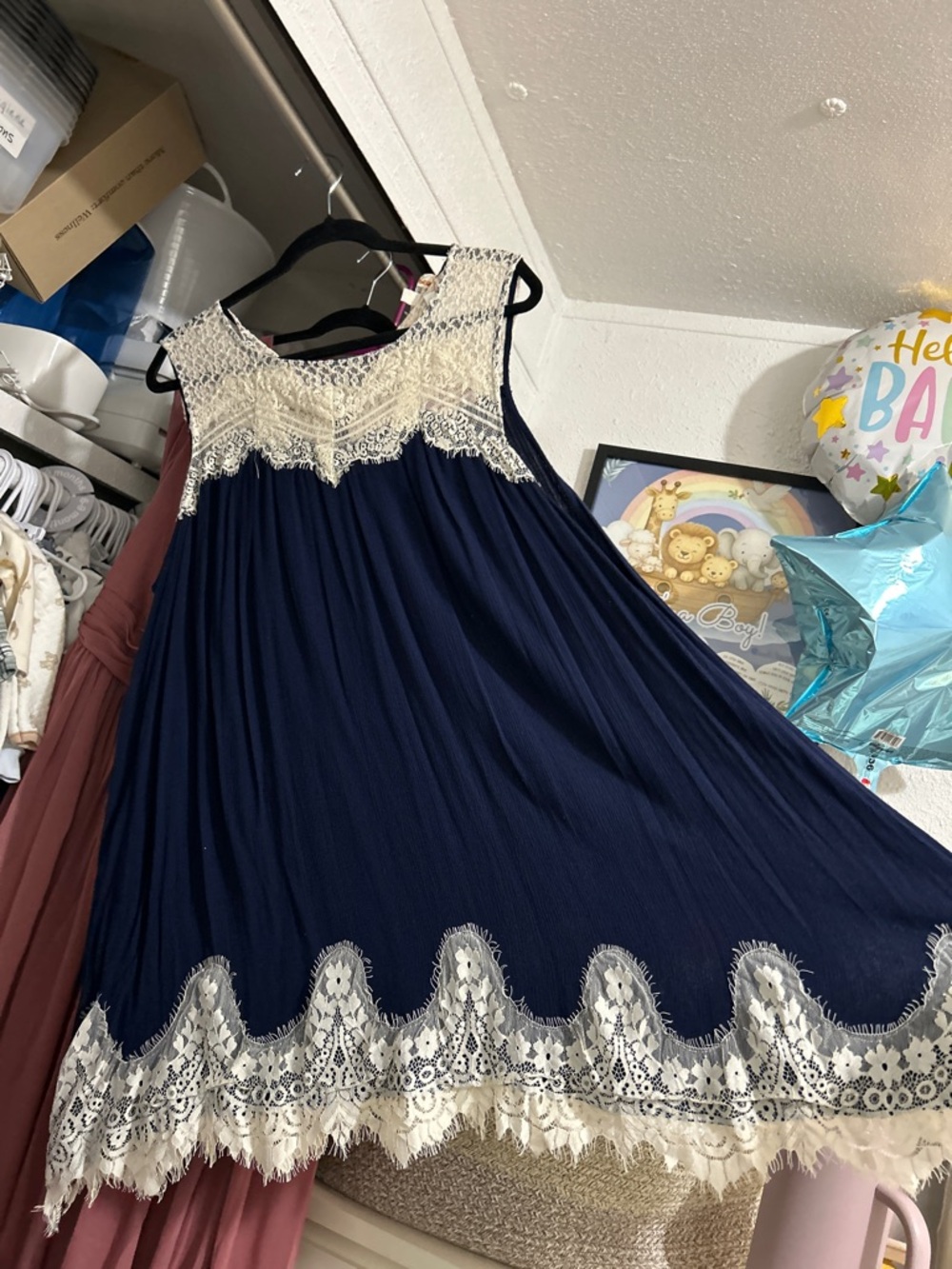 Umgee Navy Tunic with Lace Accents - Picture 3 of 4